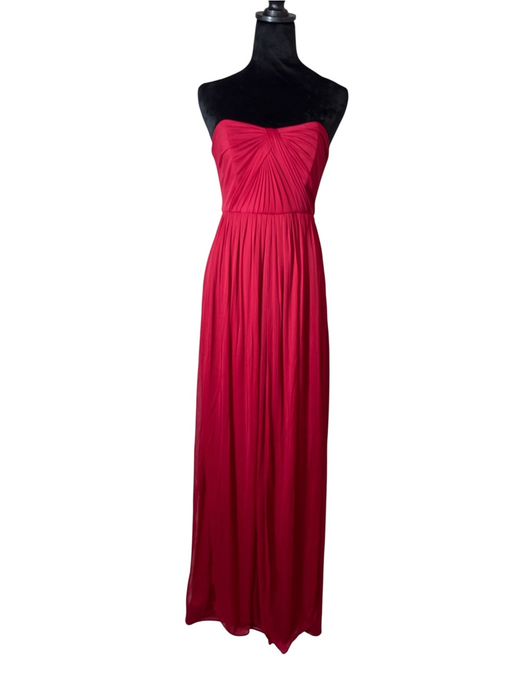 David's Bridal Strapless Crinkle Chiffon Size 2 in Apple Red